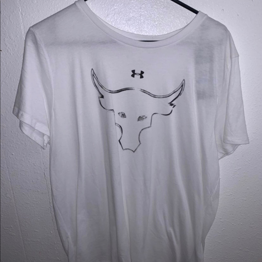 Under Armour Womens Project Rock Brahma Bull Shirt White NWT XL